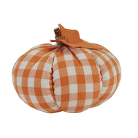 Short Orange And Cream Check Pumpkin - The Fox Decor