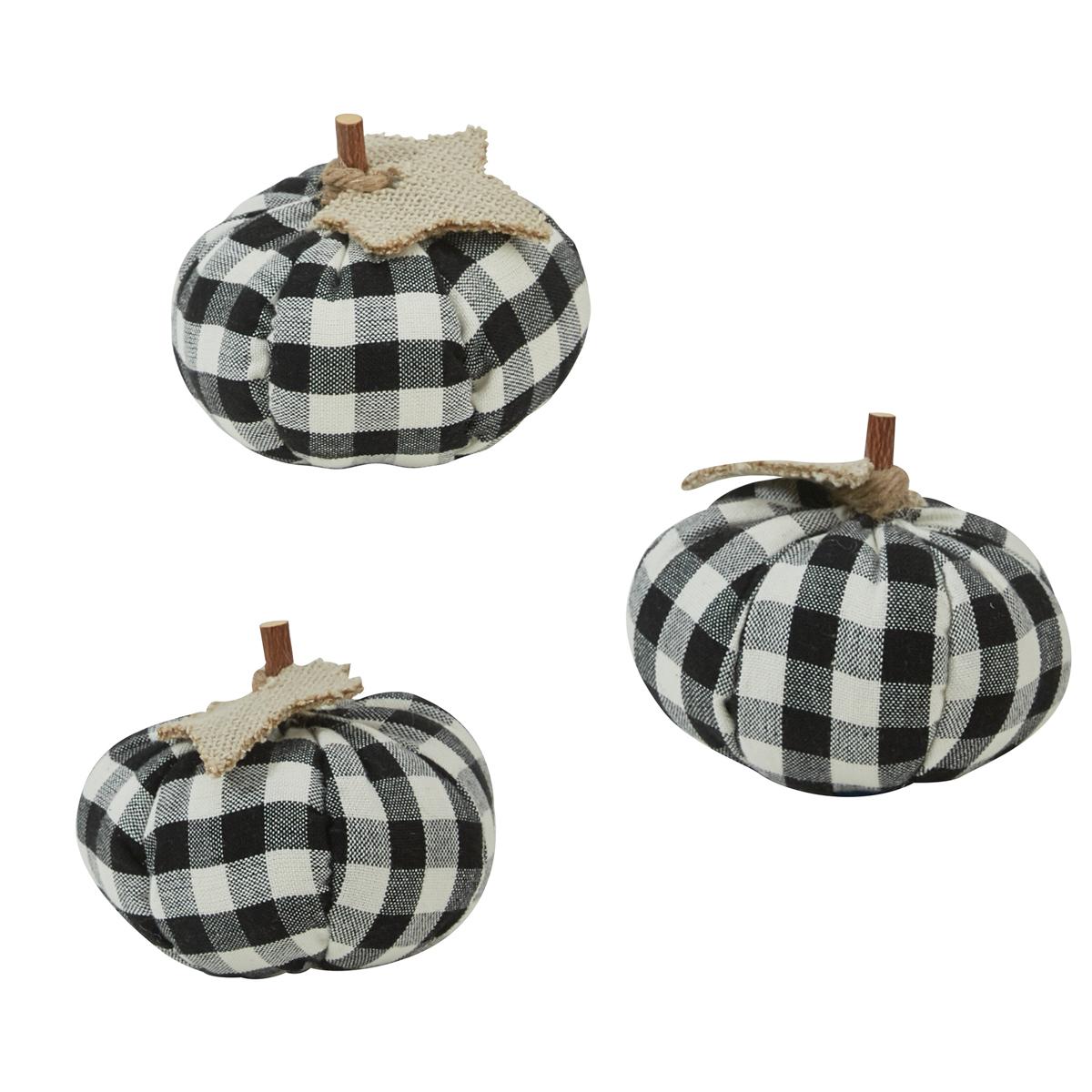 Small Black And Cream Check Pumpkins Set - The Fox Decor