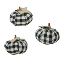 Small Black And Cream Check Pumpkins Set - The Fox Decor