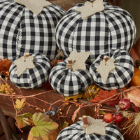 Small Black And Cream Check Pumpkins Set - The Fox Decor