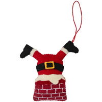 Santa In Chimney Wool Felt Ornament - The Fox Decor
