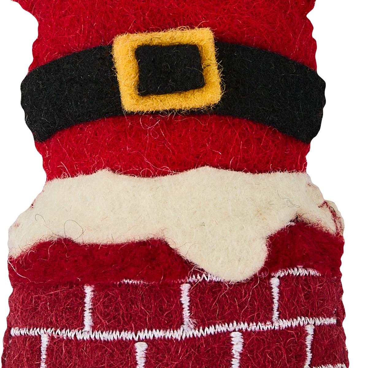 Santa In Chimney Wool Felt Ornament - The Fox Decor
