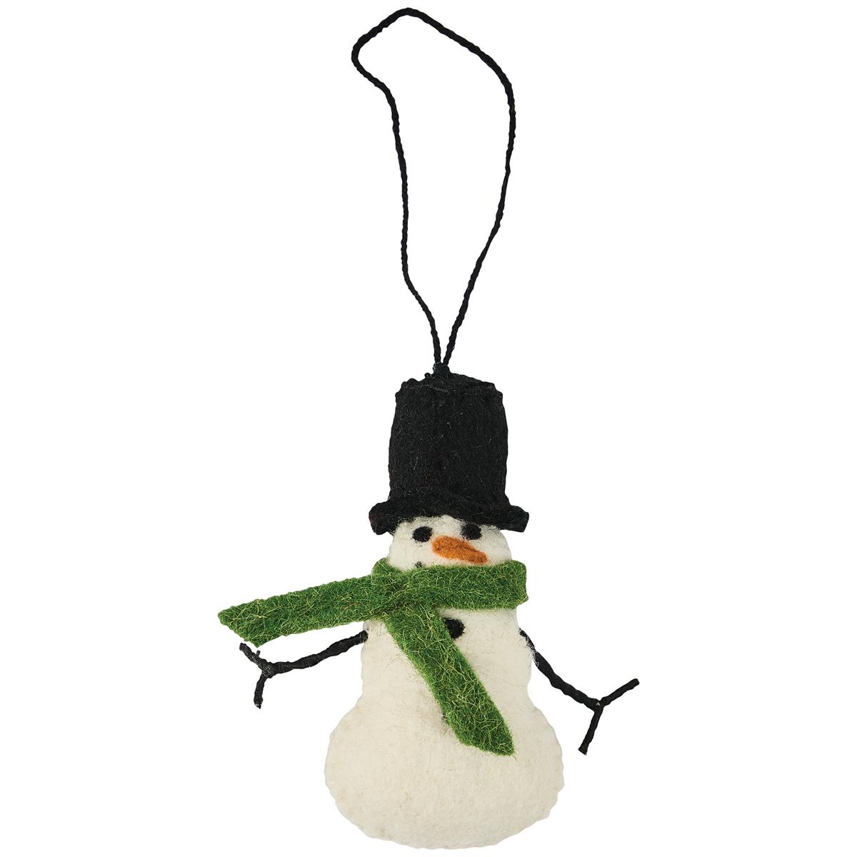 Snowman Wool Felt Ornament - The Fox Decor