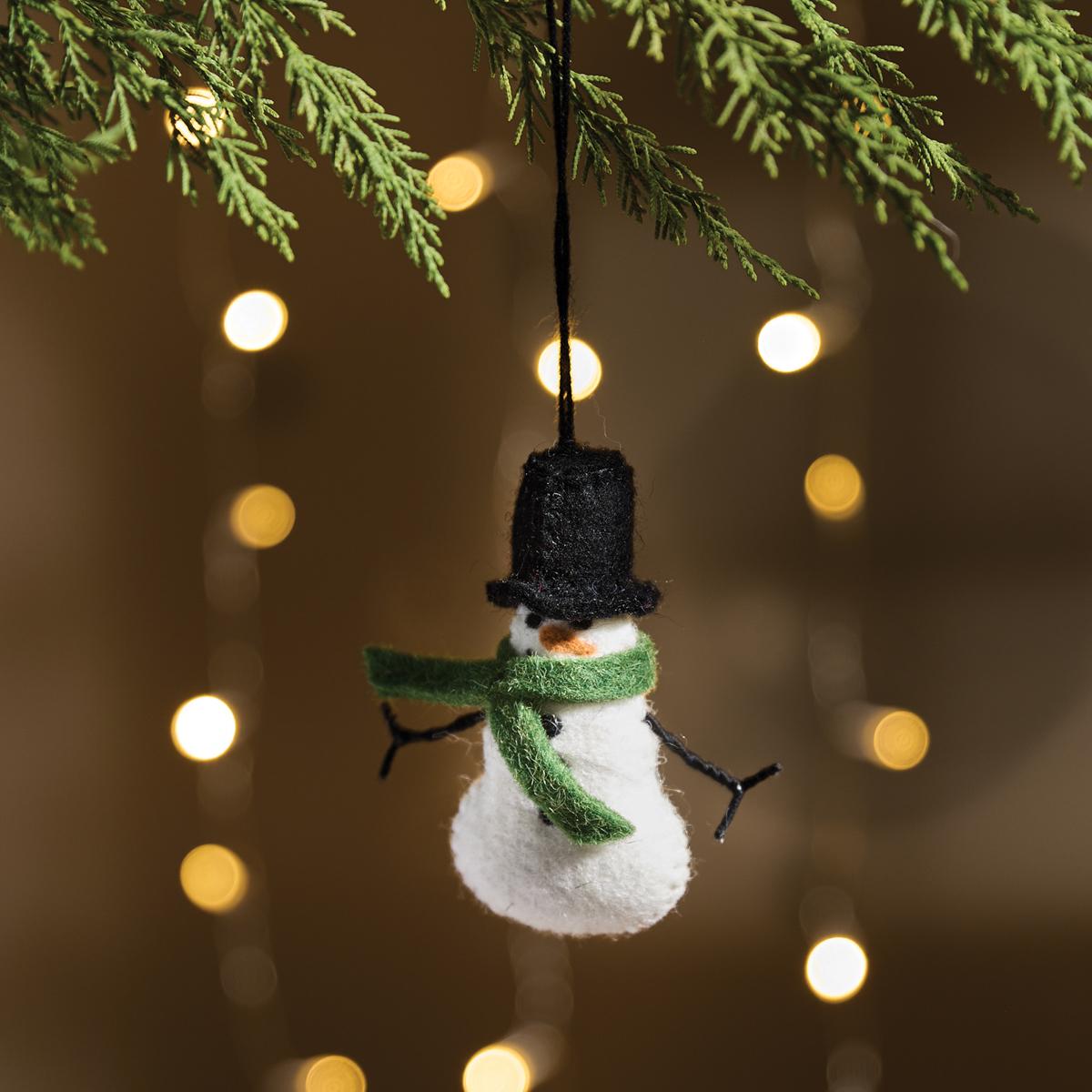 Snowman Wool Felt Ornament - The Fox Decor