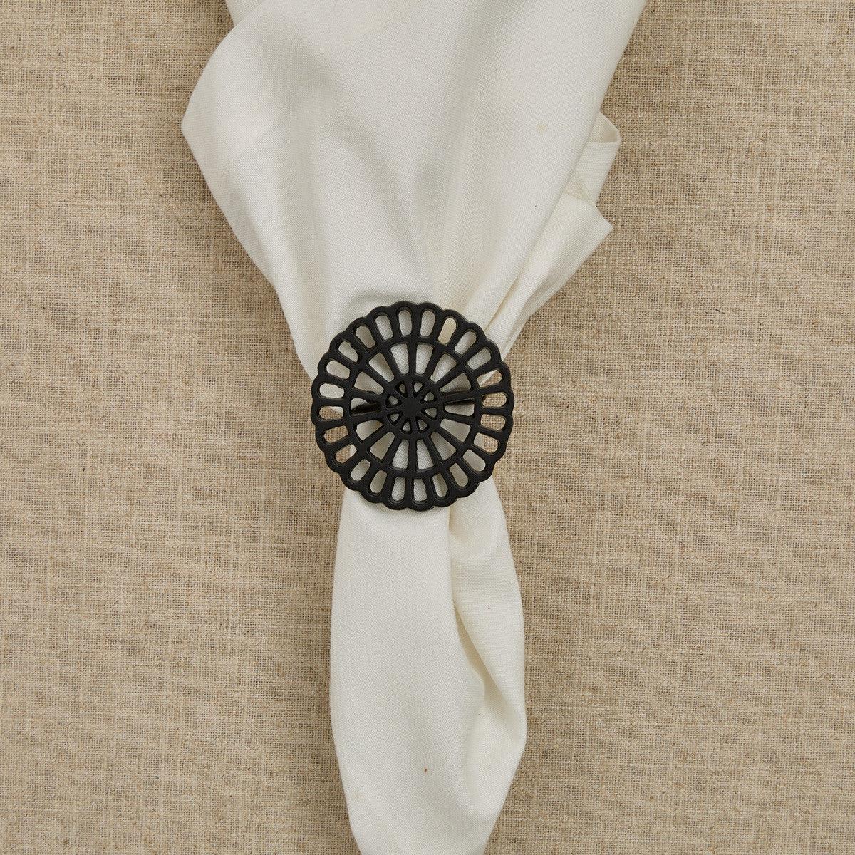 Black Medallion Napkin Rings - Set Of 12 Check Park Designs - The Fox Decor