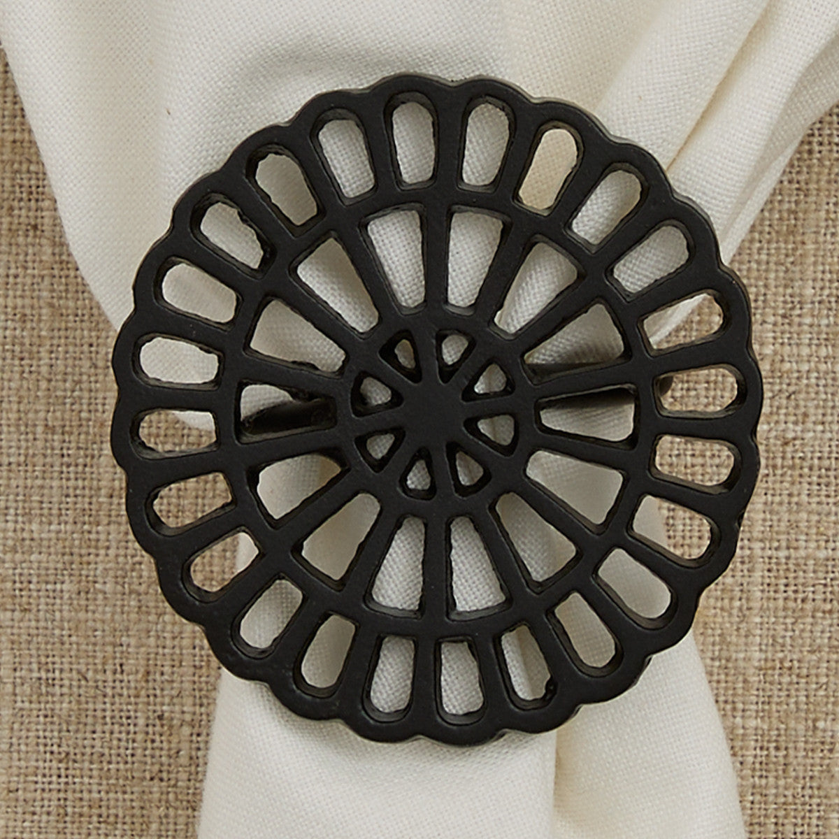 Black Medallion Napkin Rings -  Set Of 12 Check  Park Designs