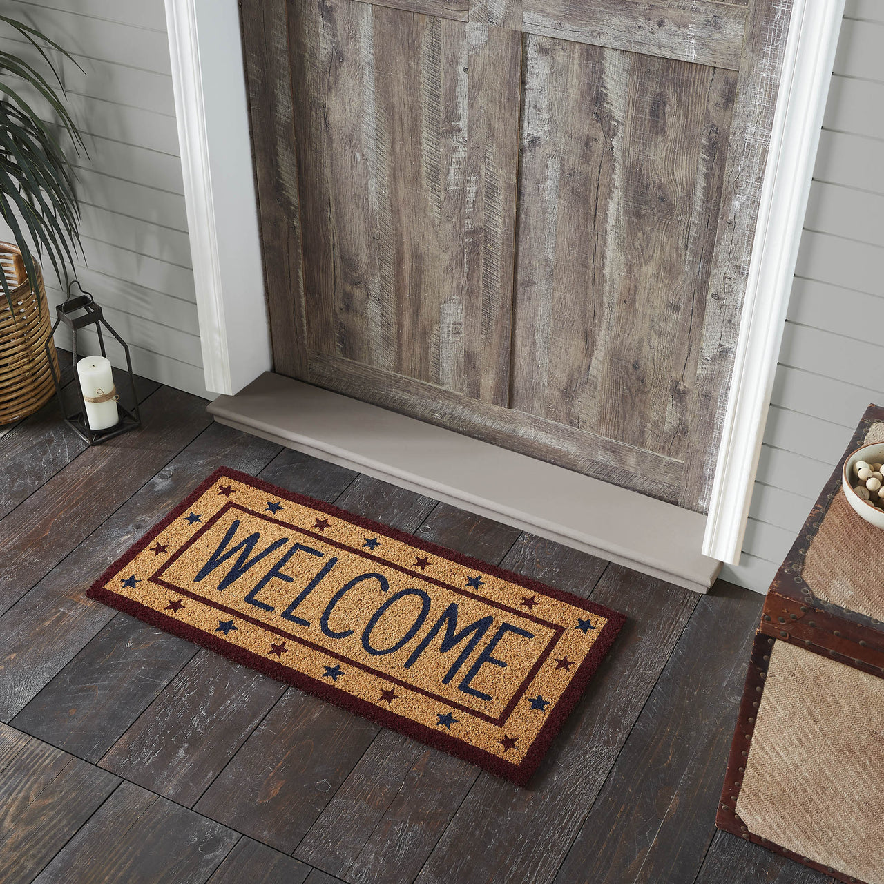 Patriotic Stars Welcome Coir Rug Rect 17x36 VHC Brands