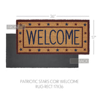 Patriotic Stars Welcome Coir Rug Rect 17x36 VHC Brands