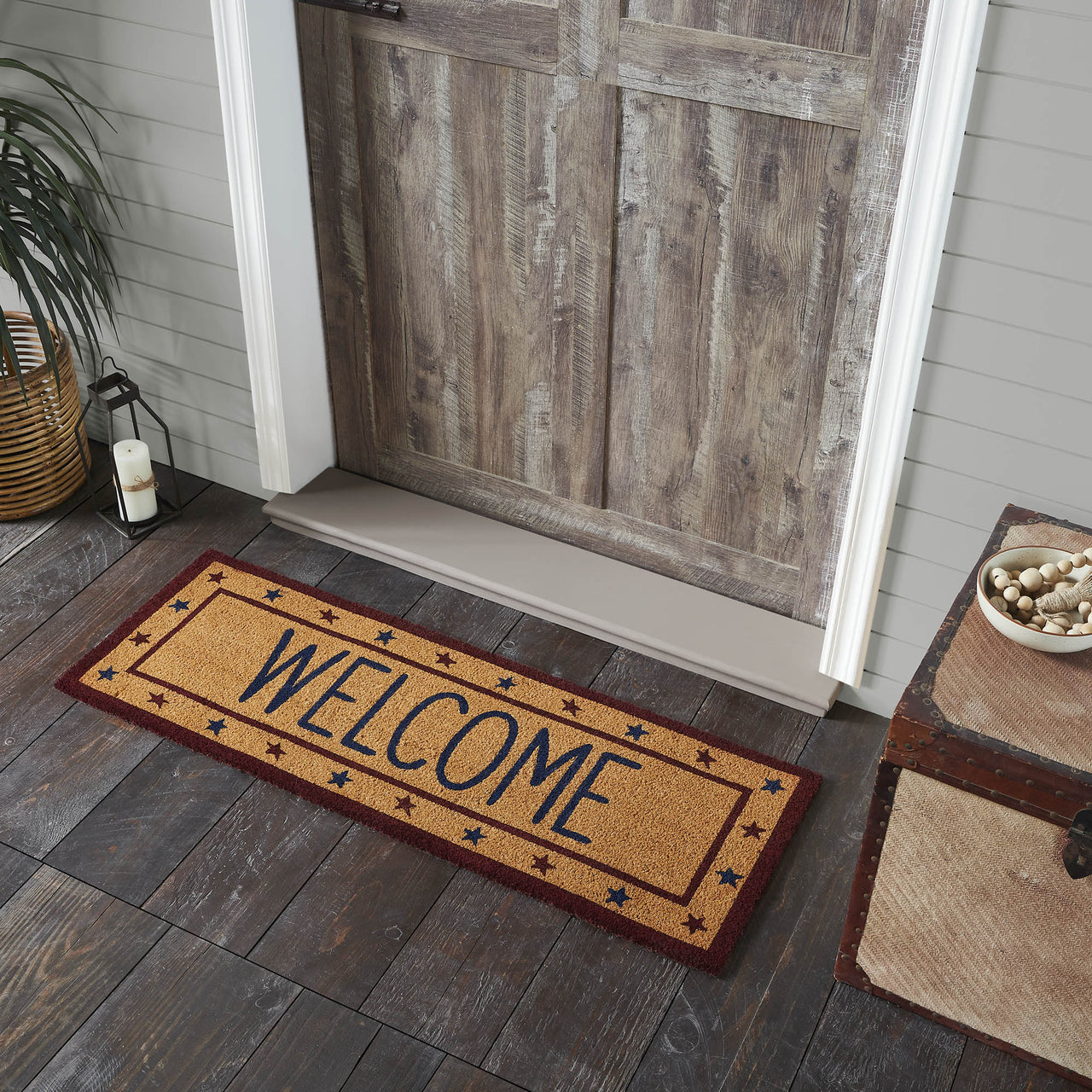 Patriotic Stars Welcome Coir Rug Rect 17x48 VHC Brands