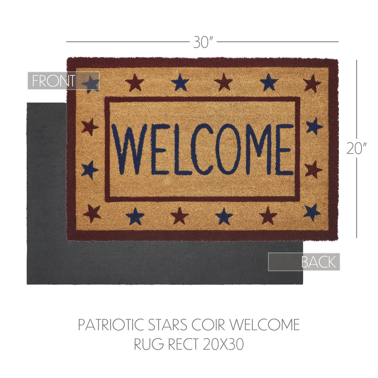 Patriotic Stars Welcome Coir Rug Rect 20x30 VHC Brands