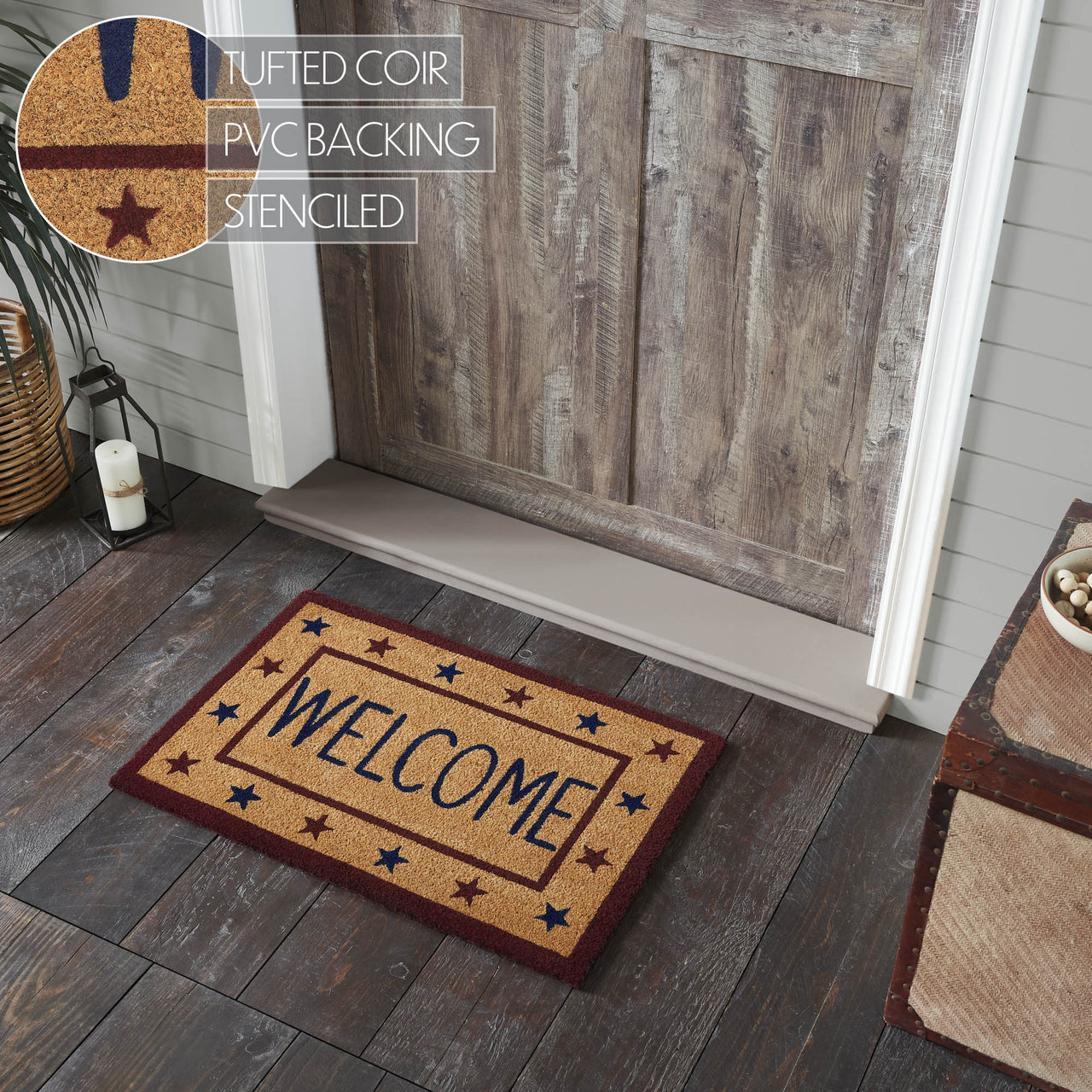 Patriotic Stars Welcome Coir Rug Rect 20x30 VHC Brands