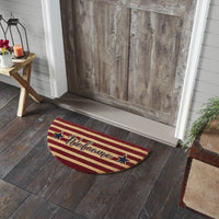 Patriotic Stripes Coir Welcome Rug Half Circle 16.5x33 VHC Brands