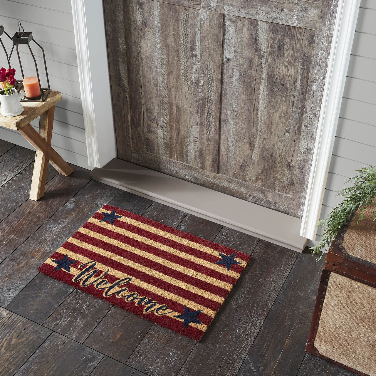 Patriotic Stripes Coir Welcome Rug Rect 20x30 VHC Brands