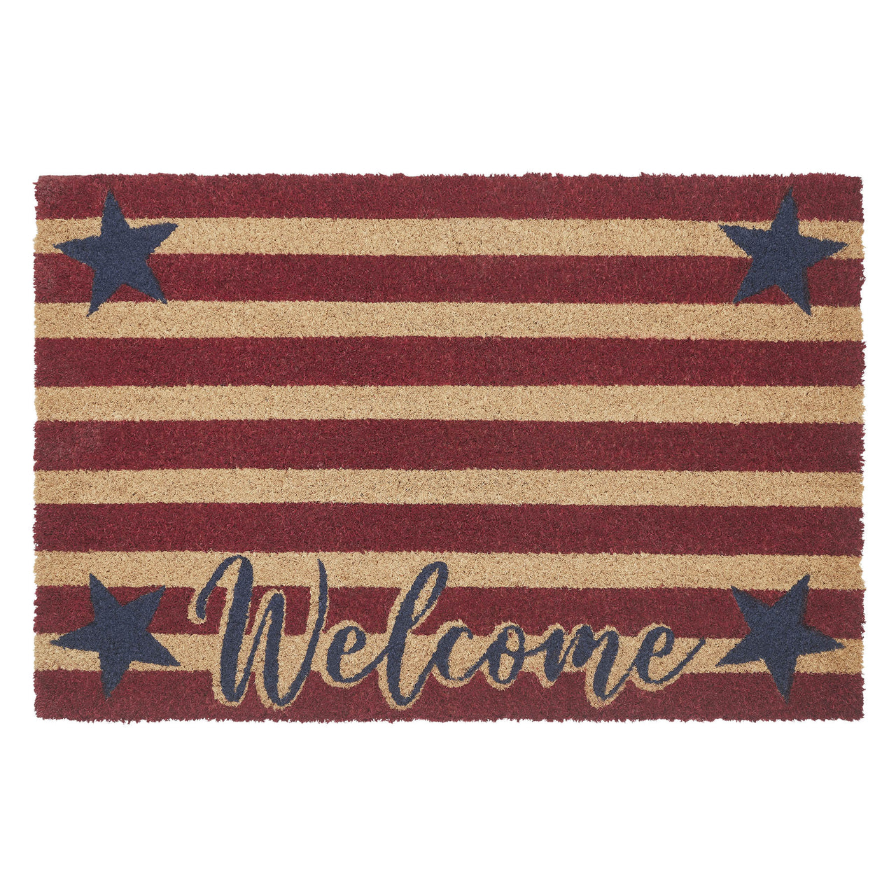 Patriotic Stripes Coir Welcome Rug Rect 20x30 VHC Brands