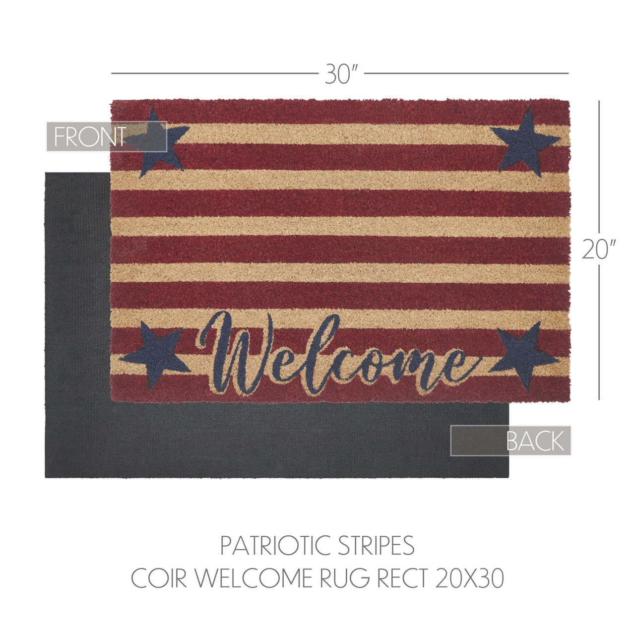 Patriotic Stripes Coir Welcome Rug Rect 20x30 VHC Brands