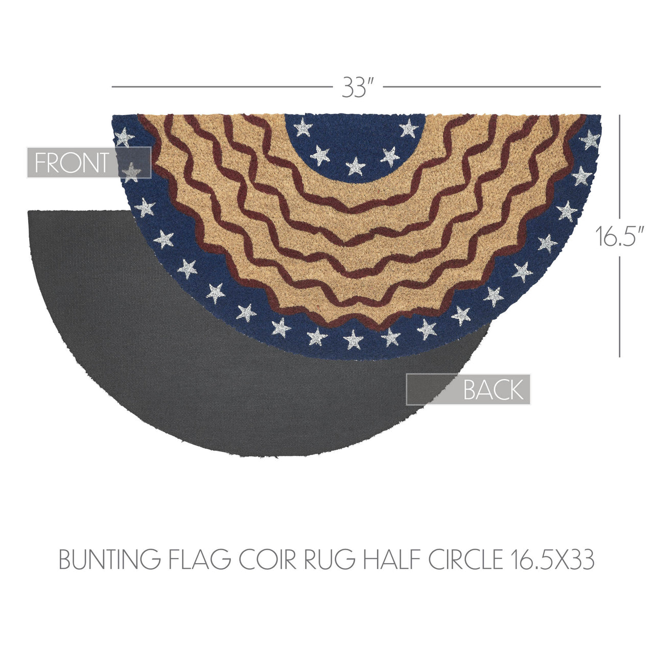 Bunting Flag Coir Rug Half Circle 16.5x33 VHC Brands