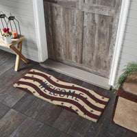 RWB Flag Stripes Coir Welcome Rug Rect 17x48 VHC Brands