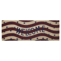 RWB Flag Stripes Coir Welcome Rug Rect 17x48 VHC Brands