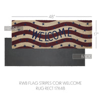 RWB Flag Stripes Coir Welcome Rug Rect 17x48 VHC Brands
