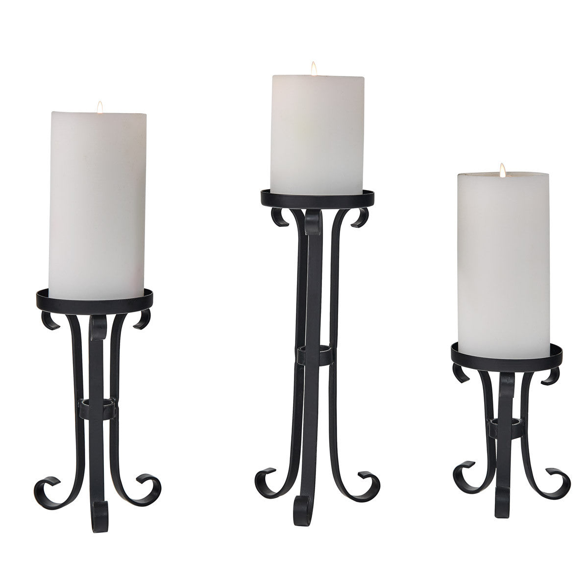 Iron Scroll Candle Holders - Pillar Set of 3 Park Designs