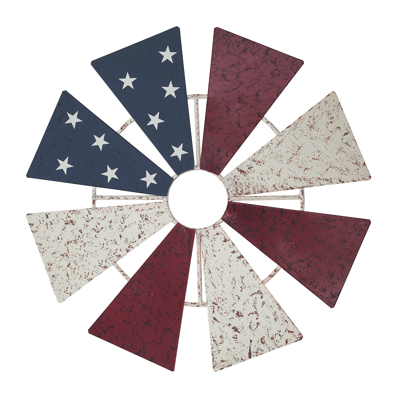 USA Flag Metal Windmill Blades Wall Hanging 12.5x12.5 - VHC Brands