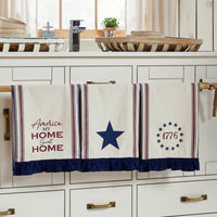 Celebration America My Sweet Home Ruffled Tea Towel Set of 3 16x28 - VHC Brands