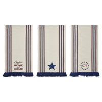 Celebration America My Sweet Home Ruffled Tea Towel Set of 3 16x28 - VHC Brands
