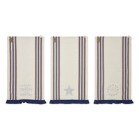 Celebration America My Sweet Home Ruffled Tea Towel Set of 3 16x28 - VHC Brands