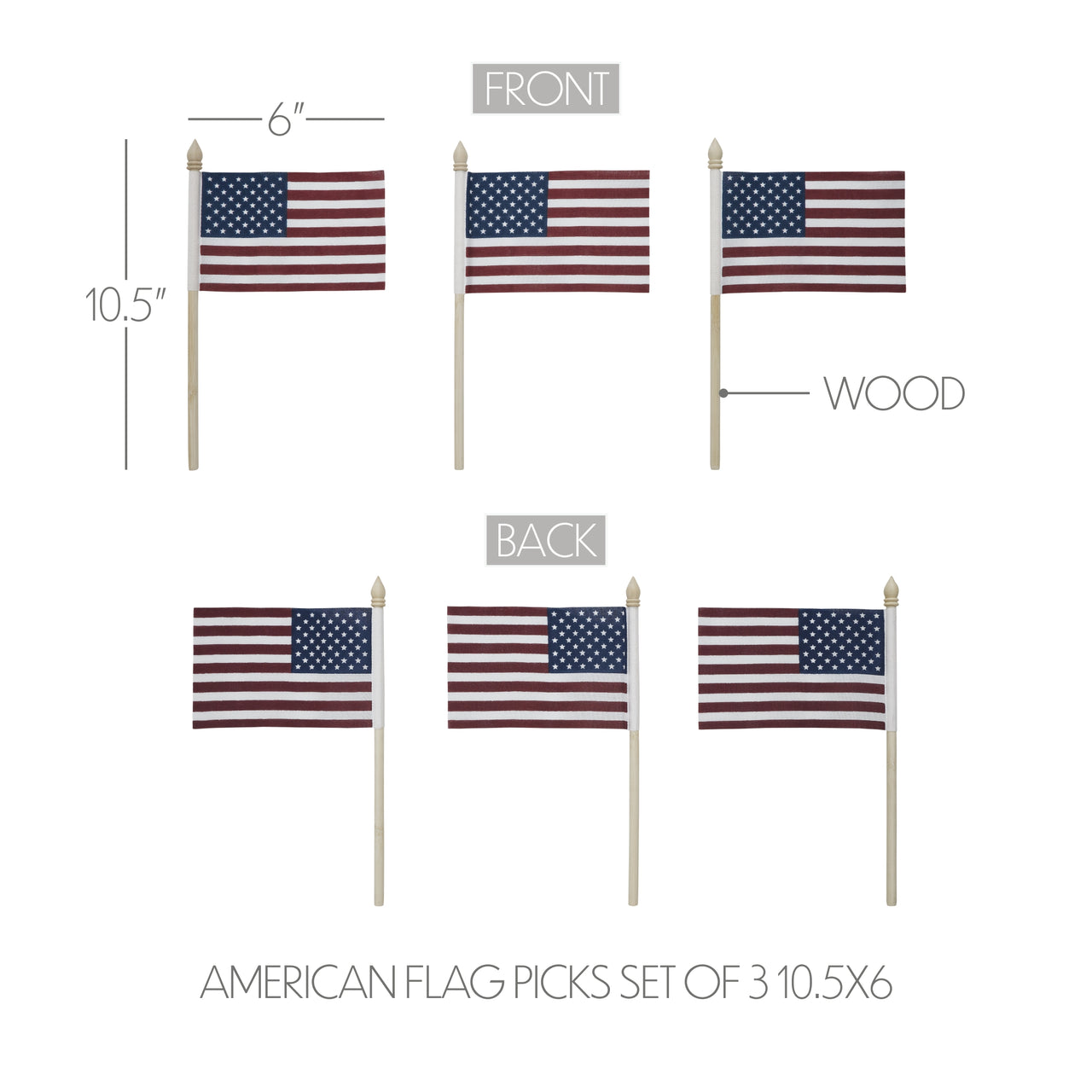 My Country American Flag Picks Set of 3 10.5x6 - VHC Brands