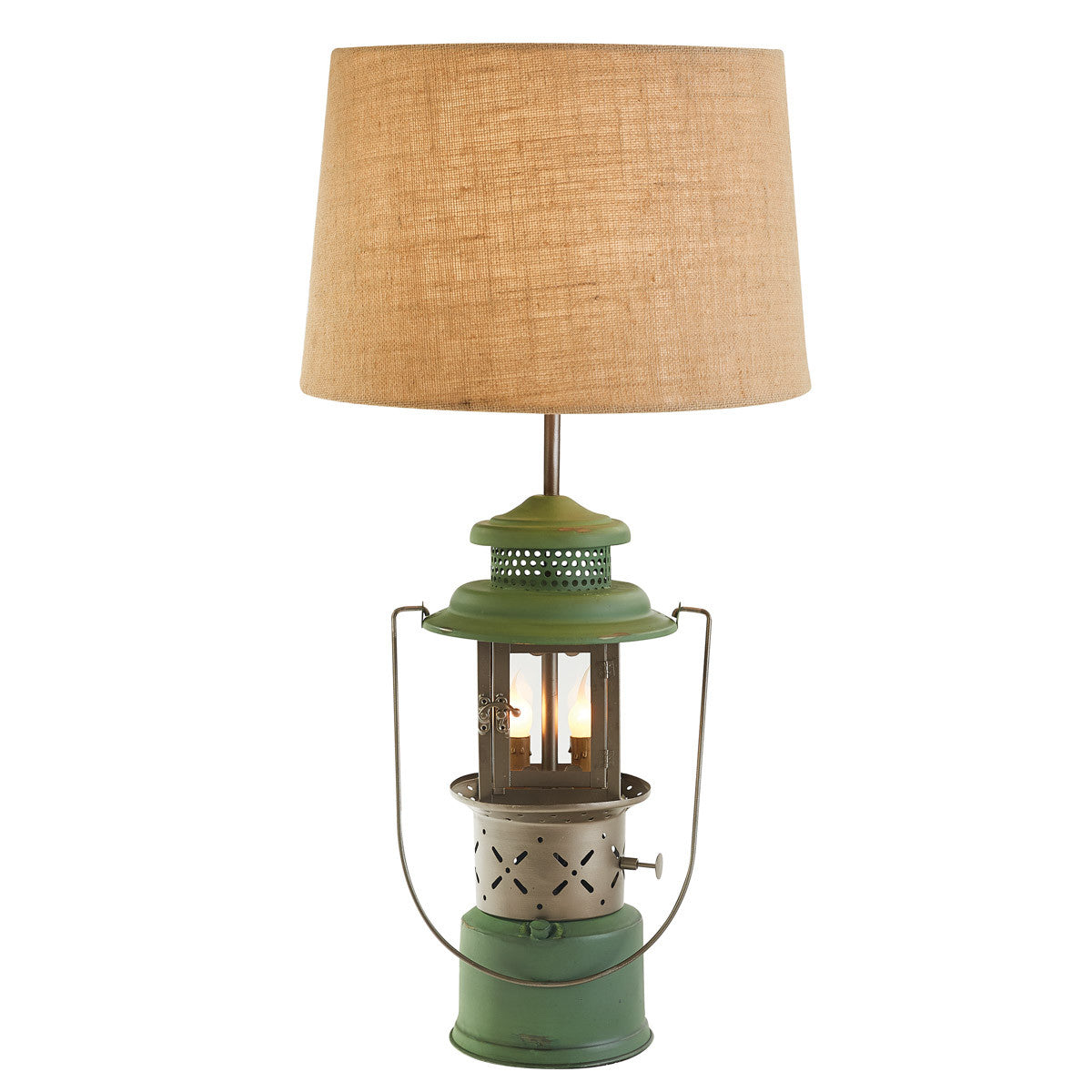 Green Camp Lantern Lamp With Shade - Park Designs
