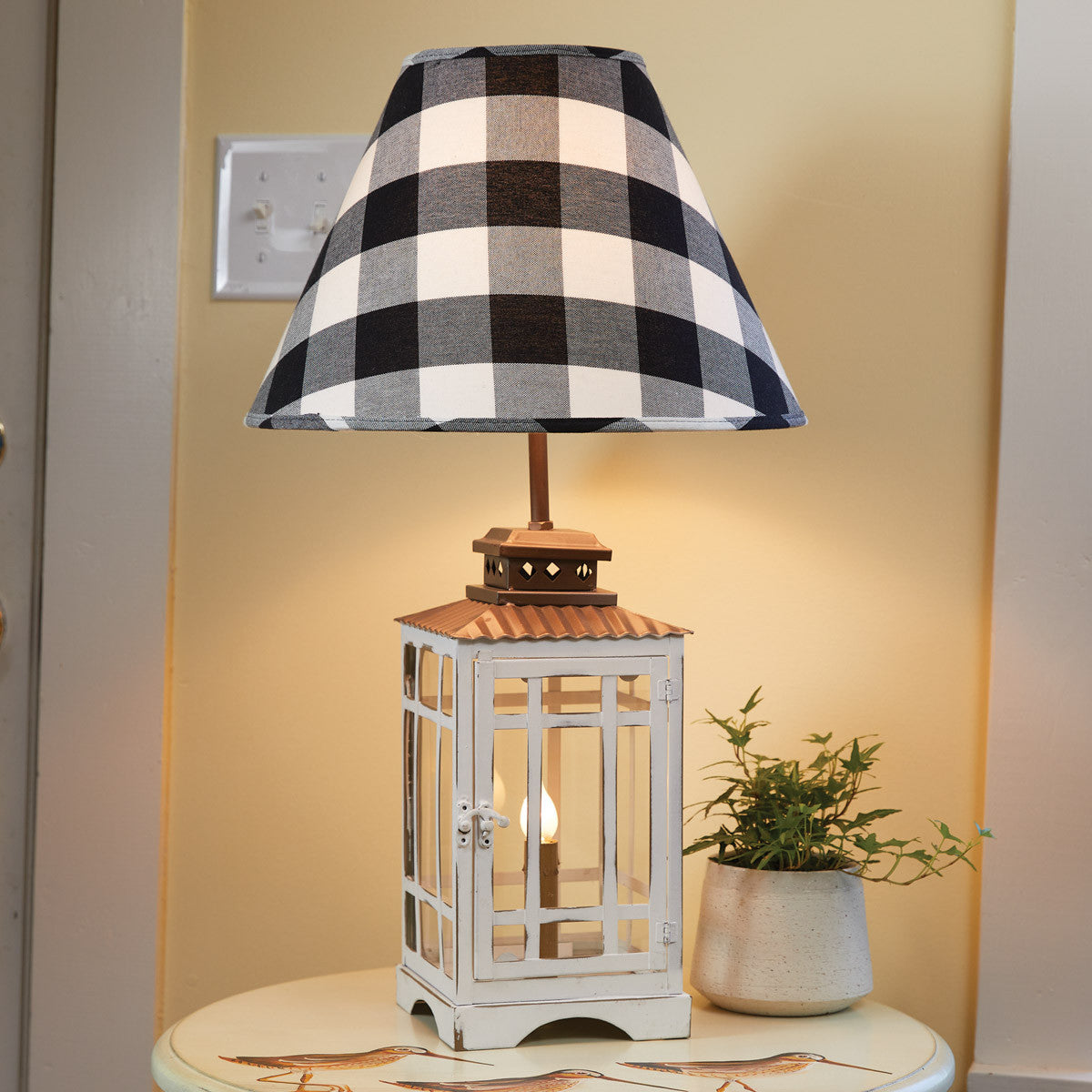 White Lantern Lamp With Night Light - Park Designs