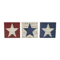 RWB Star MDF Block Signs Set of 3 5x5x1 VHC Brands