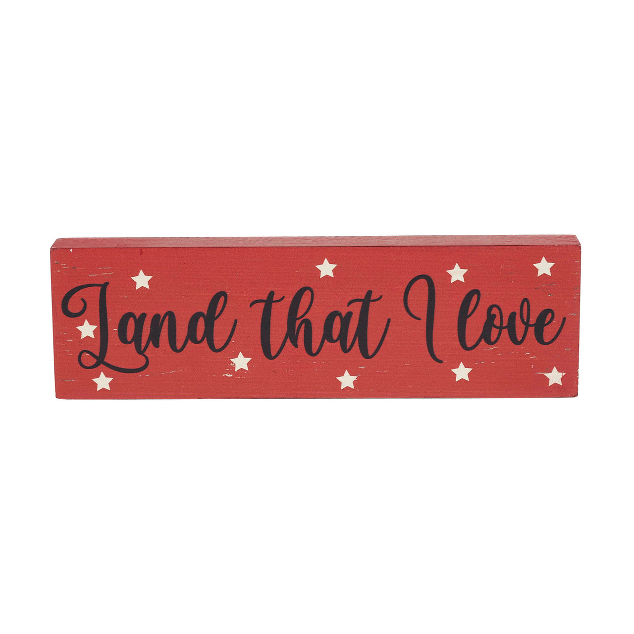 Land That I Love w/ White Stars MDF Block Sign 3x10x1 VHC Brands