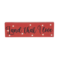 Land That I Love w/ White Stars MDF Block Sign 3x10x1 VHC Brands