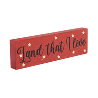 Land That I Love w/ White Stars MDF Block Sign 3x10x1 VHC Brands