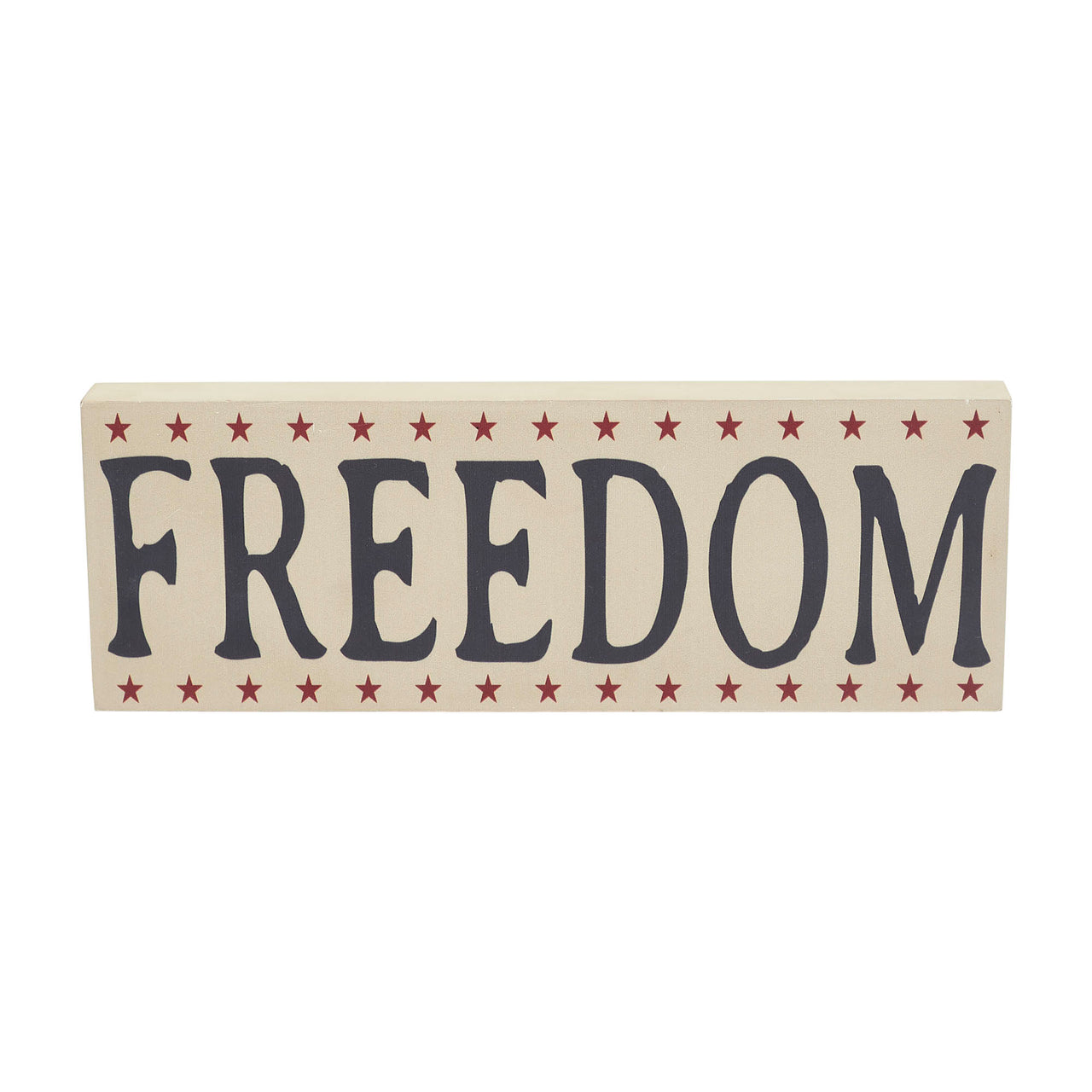 FREEDOM w/ Red Stars On Creme MDF Block Sign 4x11x1 VHC Brands