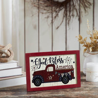 Shiplap God Bless America Red Truck Bunting & Fireworks MDF Wall Sign 8x12 VHC Brands