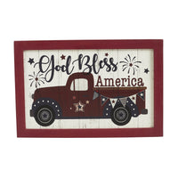 Shiplap God Bless America Red Truck Bunting & Fireworks MDF Wall Sign 8x12 VHC Brands