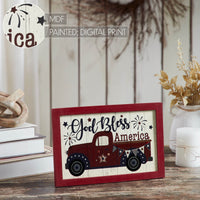 Shiplap God Bless America Red Truck Bunting & Fireworks MDF Wall Sign 8x12 VHC Brands