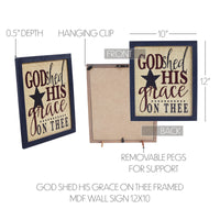 Thumbnail for God Shed His Grace On Thee Framed MDF Wall Sign 12x10 VHC Brands