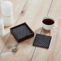 Thumbnail for White Stars On Navy MDF Coaster w/ Container Set of 6 4x4 VHC Brands
