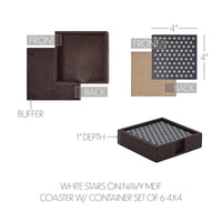 Thumbnail for White Stars On Navy MDF Coaster w/ Container Set of 6 4x4 VHC Brands