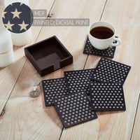 Thumbnail for White Stars On Navy MDF Coaster w/ Container Set of 6 4x4 VHC Brands