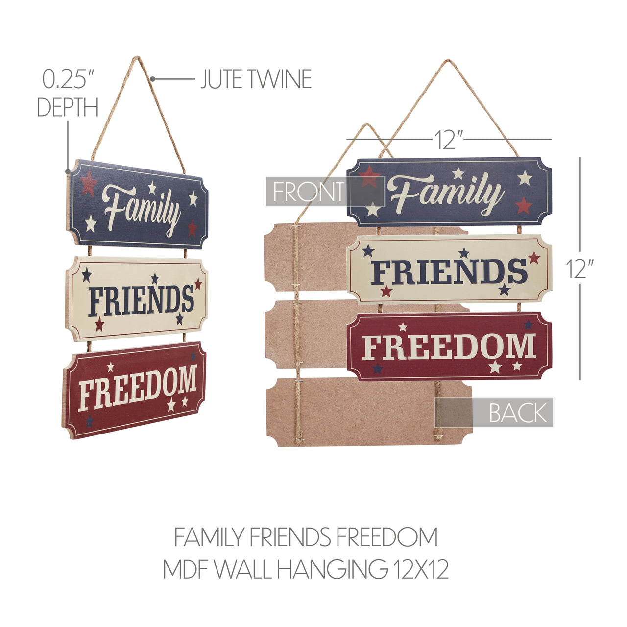 Family Friends Freedom MDF Wall Hanging 12x12 VHC Brands