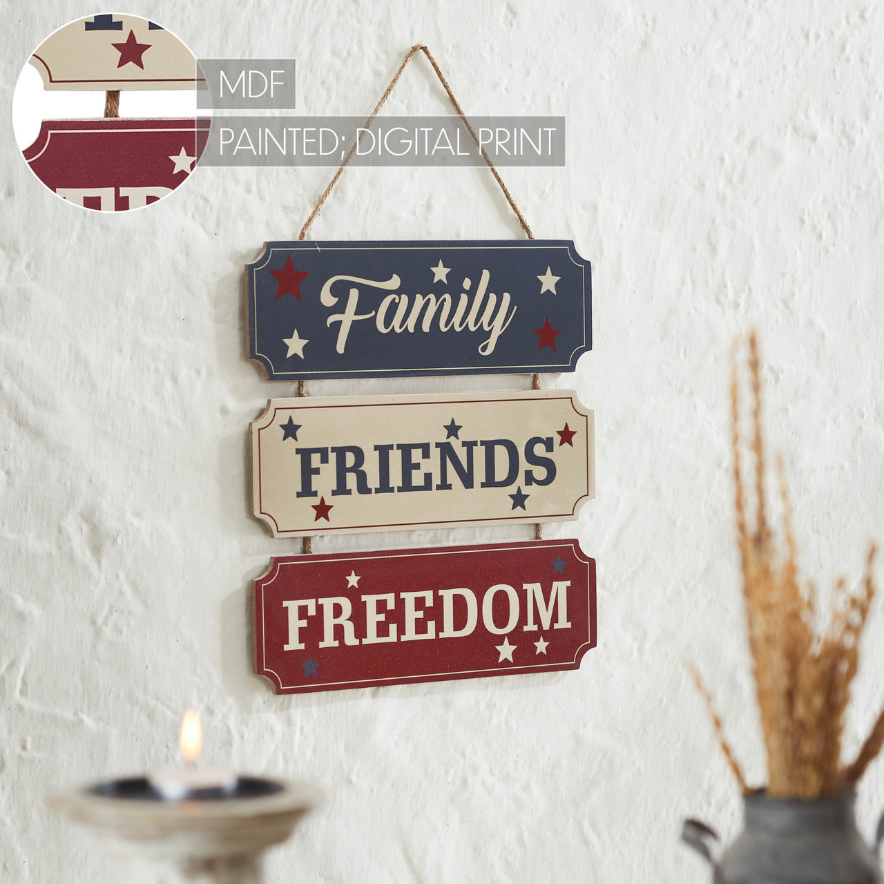 Family Friends Freedom MDF Wall Hanging 12x12 VHC Brands