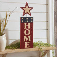 HOME w/ Star In Red Outline MDF Wall Hanging 16x5 VHC Brands