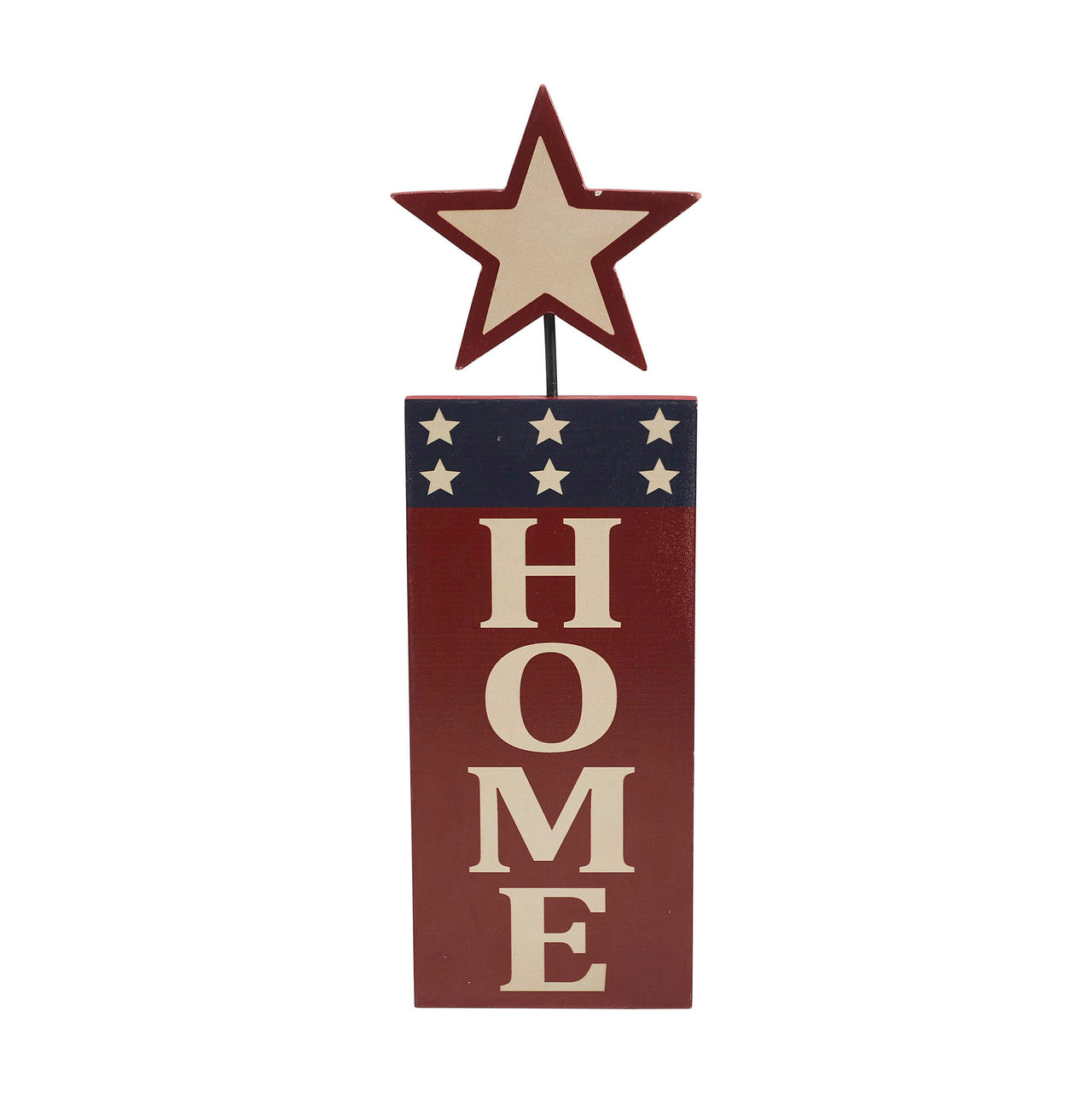 HOME w/ Star In Red Outline MDF Wall Hanging 16x5 VHC Brands