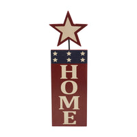 HOME w/ Star In Red Outline MDF Wall Hanging 16x5 VHC Brands