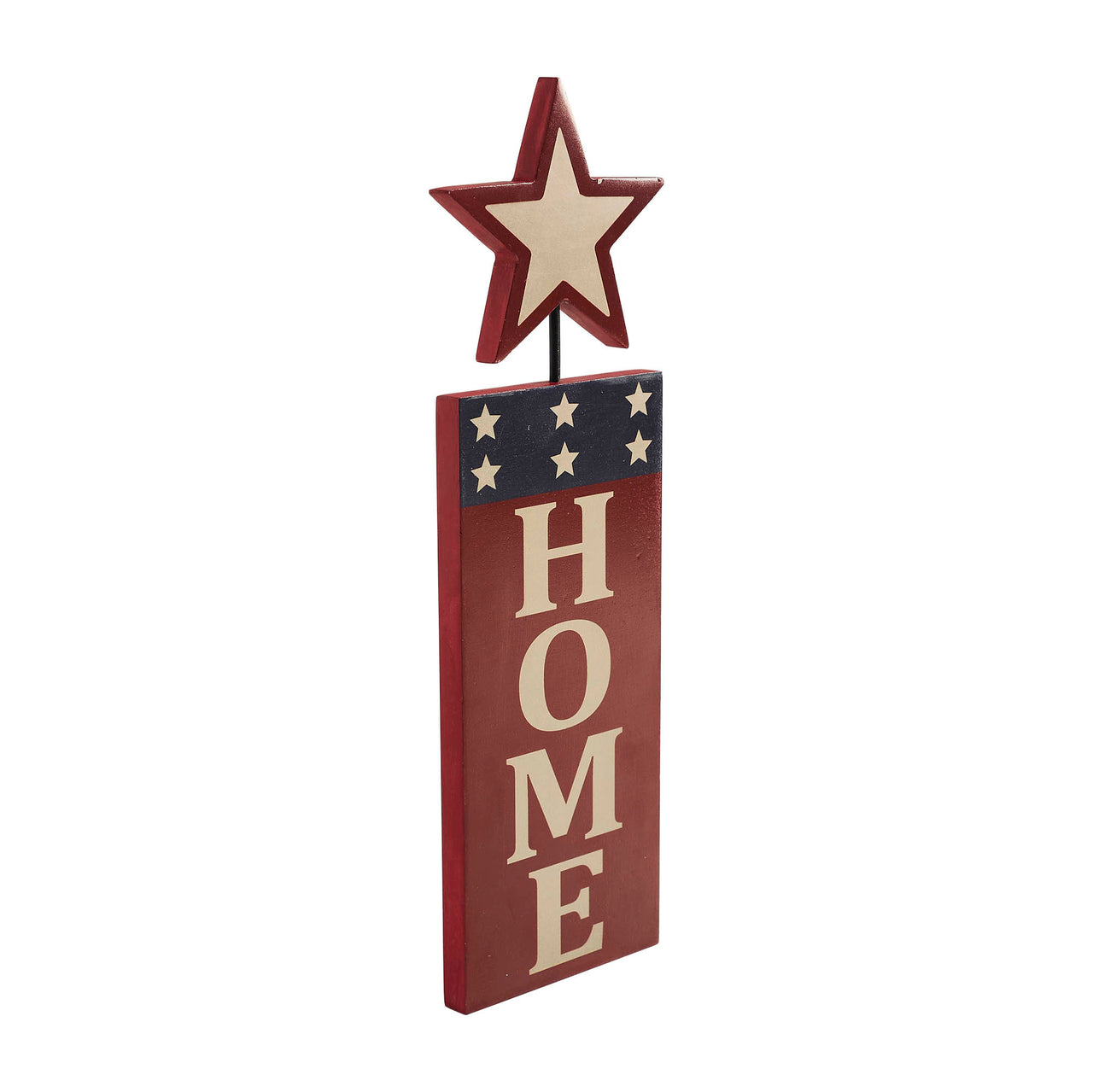 HOME w/ Star In Red Outline MDF Wall Hanging 16x5 VHC Brands