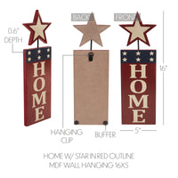 HOME w/ Star In Red Outline MDF Wall Hanging 16x5 VHC Brands